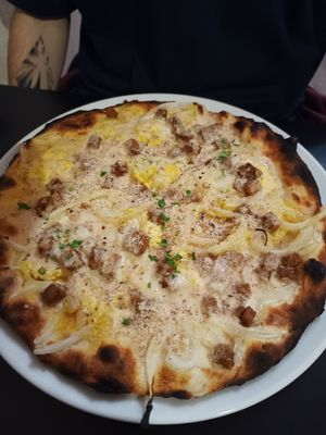 Carbonara pizza at NovaPizza Vegan Kitchen in Edinburgh