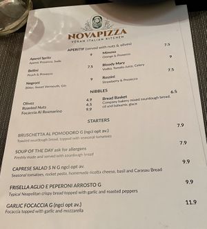 Menu front   at NovaPizza Vegan Kitchen in Edinburgh