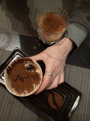 Dessert; tiramisu and White Russian   at NovaPizza Vegan Kitchen in Edinburgh