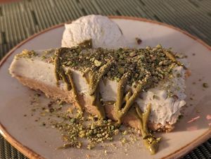 Pistachio cheesecake at NovaPizza Vegan Kitchen in Edinburgh