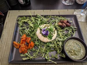 Burata cheese starter at NovaPizza Vegan Kitchen in Edinburgh