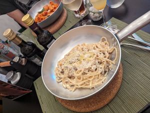 Vegan carbonara at NovaPizza Vegan Kitchen in Edinburgh