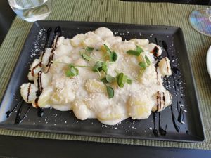 Gnocchi 4 formaggi (looooved them!) at NovaPizza Vegan Kitchen in Edinburgh