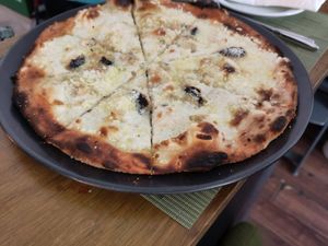 Pizza quattro formaggi (without mushrooms) at NovaPizza Vegan Kitchen in Edinburgh