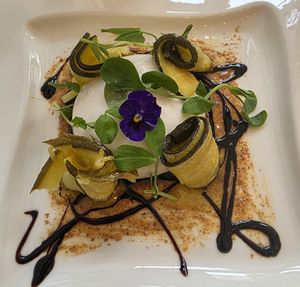 Burrata with pickled zucchini. It was so good. at NovaPizza Vegan Kitchen in Edinburgh