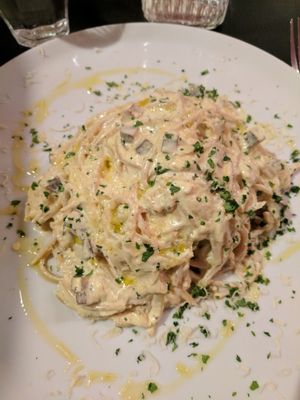 Vegan Carbonara at NovaPizza Vegan Kitchen in Edinburgh