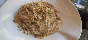 Cacio pepe e pistachi spaghetti at NovaPizza Vegan Kitchen in Edinburgh