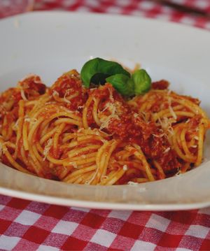 Vegan spaghetti bolognaise at NovaPizza Vegan Kitchen in Edinburgh