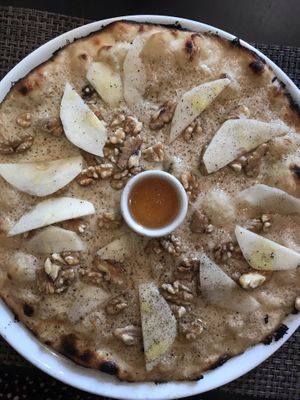 Blue cheese, pear & walnut vegan pizza  at NovaPizza Vegan Kitchen in Edinburgh