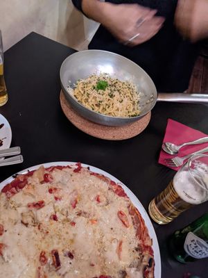 Carbonara and Quattro Stagioni at NovaPizza Vegan Kitchen in Edinburgh
