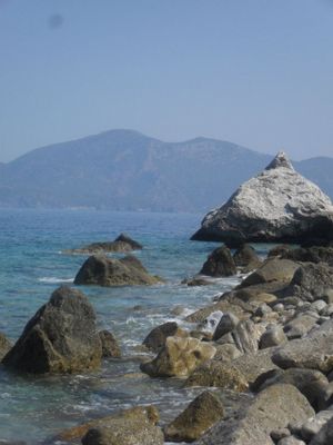 Crystal clear blue sea at Yuva Eco Centre in Fethiye
