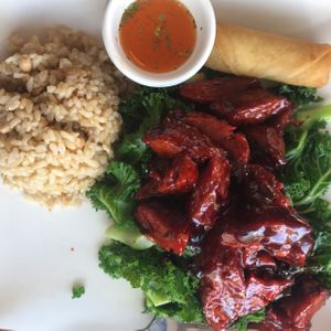 vegan BBQ ribs - lunchtime special  at Shangri-La Vegetarian in Brooklyn