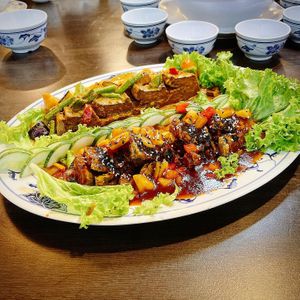 Cny Menu- Double Flavour Veg Fish (Nyonya Curry + Sweet & Sour) – Oh the fish is so crispy outside & soft inside! at Nature Vegetarian Delights 大自然素食 - Upper Serangoon in Northeast Singapore