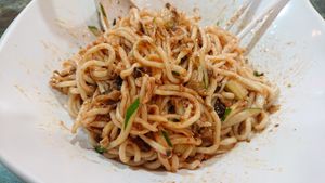 Korean-style spicy ramen at Nature Vegetarian Delights 大自然素食 - Upper Serangoon in Northeast Singapore