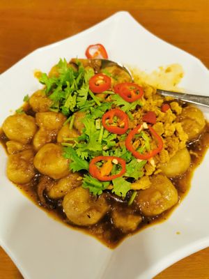 Stir fried Abacus  at Nature Vegetarian Delights 大自然素食 - Upper Serangoon in Northeast Singapore