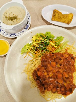 Spaghetti Bolognese (set meal)  at Nature Vegetarian Delights 大自然素食 - Upper Serangoon in Northeast Singapore