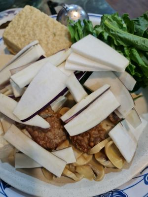 Eggplant,  tempeh , beancurd etc at Nature Vegetarian Delights 大自然素食 - Upper Serangoon in Northeast Singapore