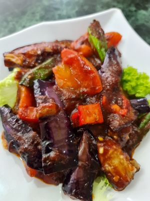 SWEET SWEET Sambal eggplant ~ 12/9/21 at Nature Vegetarian Delights 大自然素食 - Upper Serangoon in Northeast Singapore