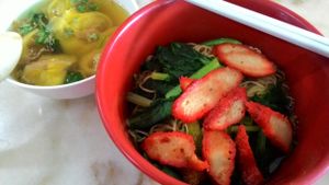 Wonton Noodles @ S$5 at Nature Vegetarian Delights 大自然素食 - Upper Serangoon in Northeast Singapore