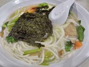 Mocked sliced fish with thick bee hoon at Nature Vegetarian Delights 大自然素食 - Upper Serangoon in Northeast Singapore