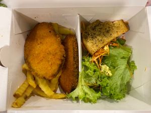 Fish and chips.  at Nature Vegetarian Delights 大自然素食 - Upper Serangoon in Northeast Singapore