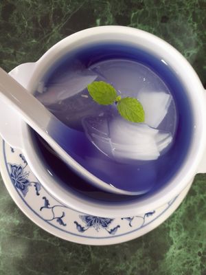 Blue pea coconut jelly at Nature Vegetarian Delights 大自然素食 - Upper Serangoon in Northeast Singapore