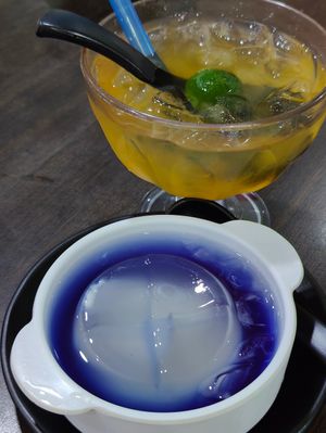 blue pea coconut jelly at Nature Vegetarian Delights 大自然素食 - Upper Serangoon in Northeast Singapore