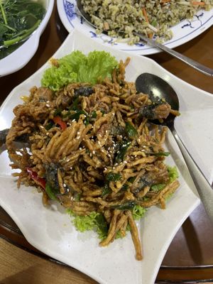 Fried crispy mushroom Squid 8.5/10   at Nature Vegetarian Delights 大自然素食 - Upper Serangoon in Northeast Singapore