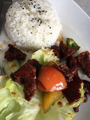 Sweet and sour pork rice  at Nature Vegetarian Delights 大自然素食 - Upper Serangoon in Northeast Singapore
