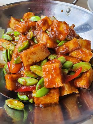 Sambal petai with beancurd at Nature Vegetarian Delights 大自然素食 - Upper Serangoon in Northeast Singapore