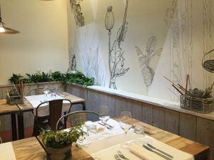 just opened in August 2015, still smells new :D ... Nice l, bright restaurant, well climatised  at Flora in Verona