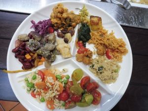 the plate filled from the buffet at Flora in Verona