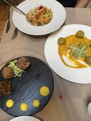 Raw pasta, gnocchi and the burger   at Flora in Verona