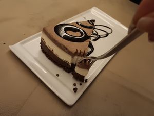 Three layered chocolate torte at Flora in Verona