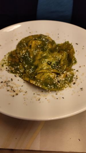 Rocket Ravioli with tofu. at Flora in Verona