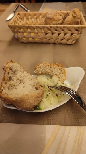 Gluten free bread with fennel and apple. at Flora in Verona