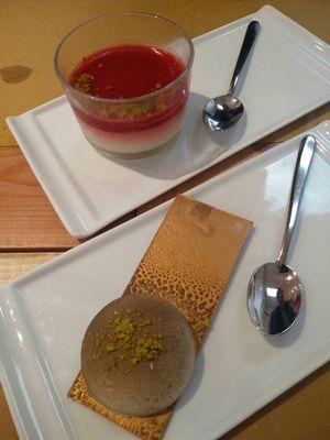 Pannacotta & pistachio mousse at Flora in Verona