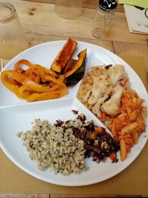 Some cold and hot options from buffet at Flora in Verona