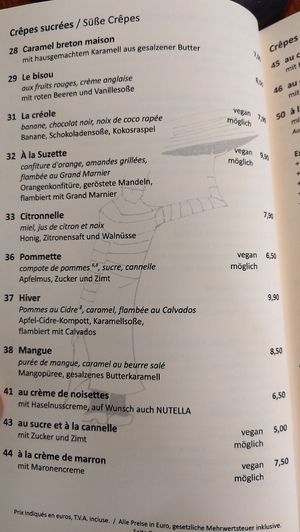 Sweet options at Creperie du Palais  in Weimar