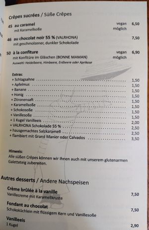 Sweet options at Creperie du Palais  in Weimar