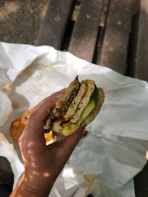 prince : blackened tofu, mushroom, onion, giardiniera, tomato, courgette, olive tapenade, fennel, and italian dressing at Two Beards Deli in Grand Rapids