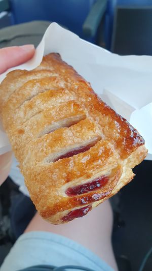 Puff pastry with strawberry and rhubarb at Feliz Cafe in Peschiera Del Garda