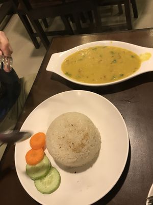 Rice with dal   at Loving Heart in Kathmandu