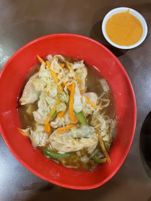 Hot moo moo soup cook on the spot !   at Loving Heart in Kathmandu