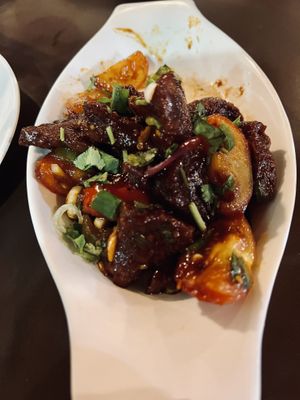 The seitan in this sweet & sour dish was ace   at Loving Heart in Kathmandu