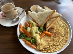 Chickpea Omelette.    at Loving Heart in Kathmandu