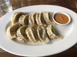 Vegan momos  at Loving Heart in Kathmandu