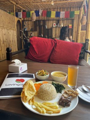 Upstais seating  at Loving Heart in Kathmandu