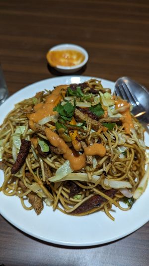 Seitan Chowmein at Loving Heart in Kathmandu