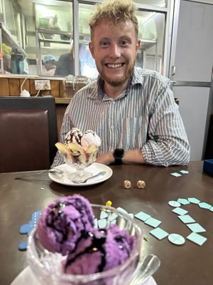 Blueberry ice cream and the queen vegan   at Loving Heart in Kathmandu